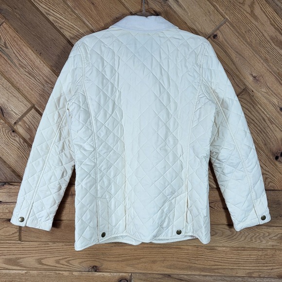 Chaps Quilted Barn Jacket Womens Size M Cream Corduroy Collar - Picture 4 of 9